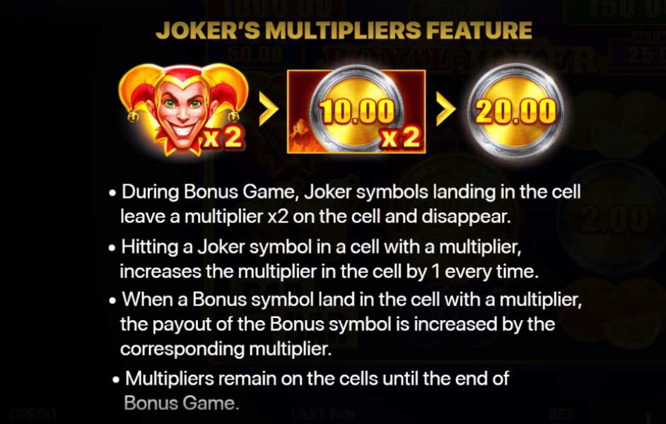 Royal Joker: Hold and Win slot game joker's multipliers feature